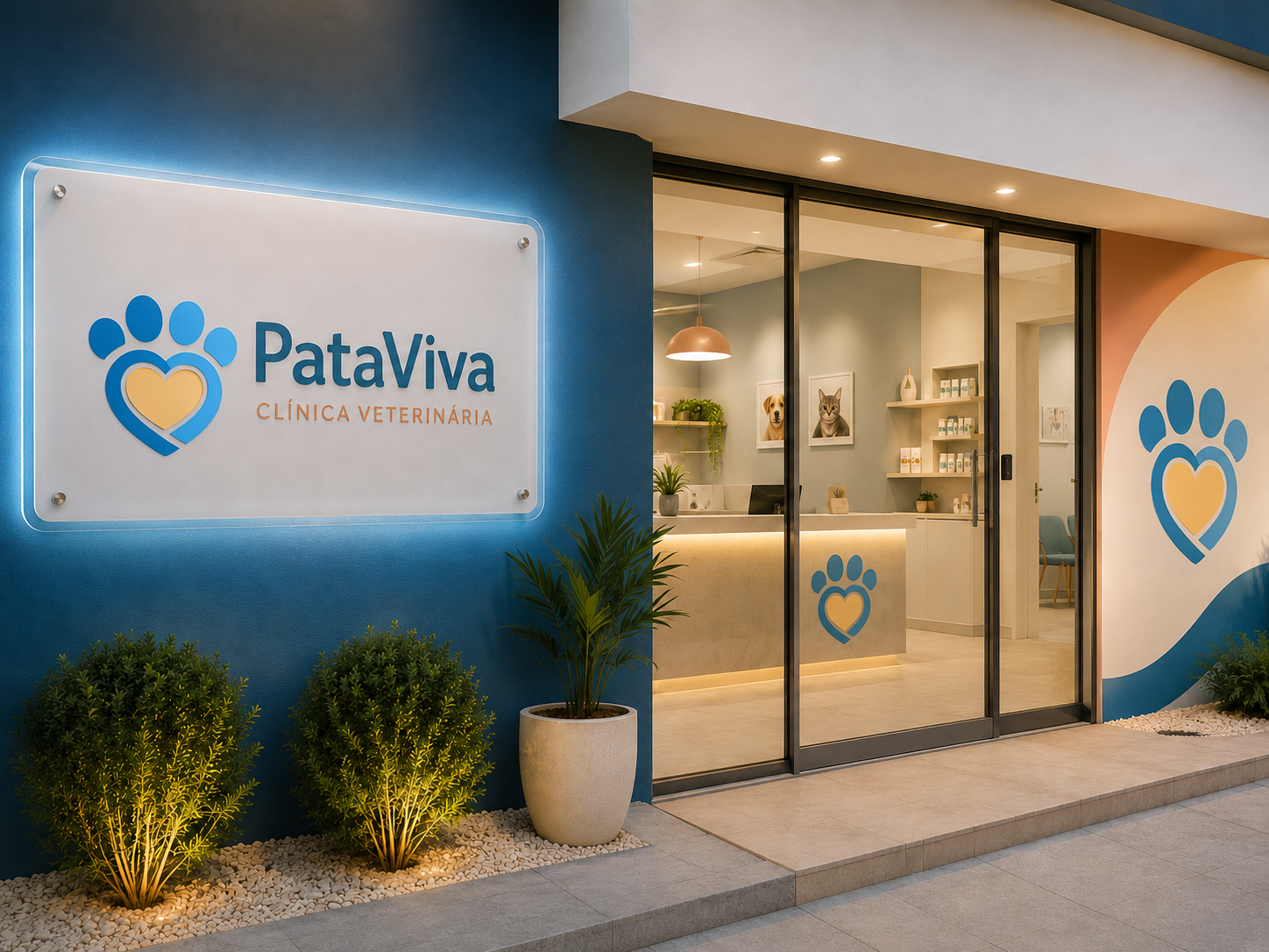 Fachada moderna da PataViva Clínica Veterinária